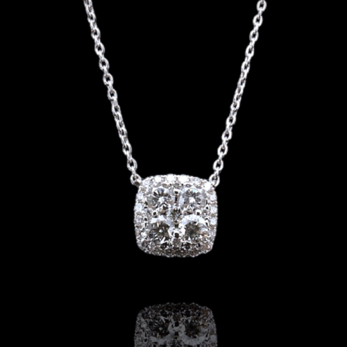 Square Cluster Diamond Necklace  - 1