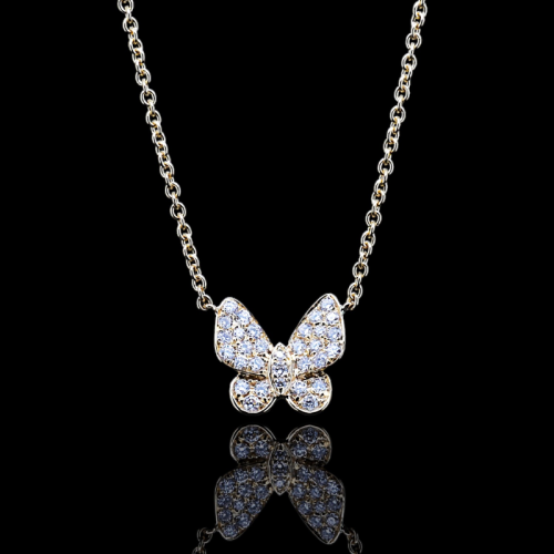 Mini Butterfly Diamond Necklace  - 1