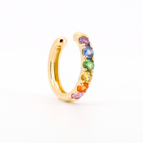 Multi-Color Gemstone Ear Cuff  - 1