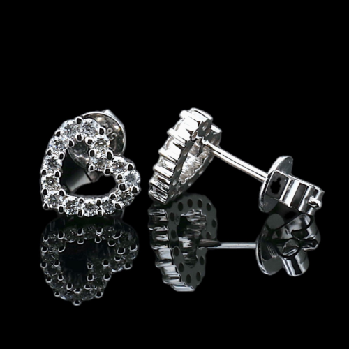 Heart Shaped Diamond Earrings  - 1