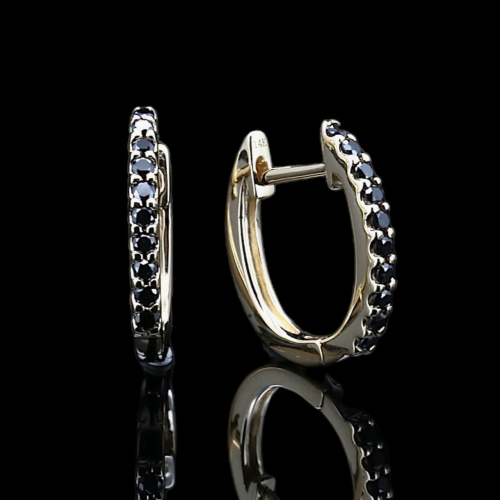 Black Diamond Hoop Earrings  - 1