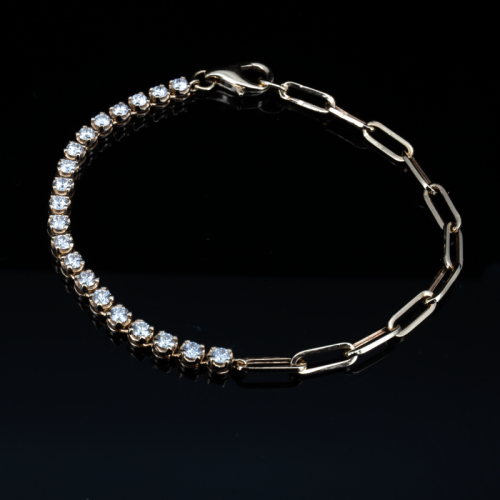 Diamond Paperclip Tennis Bracelet  - 1