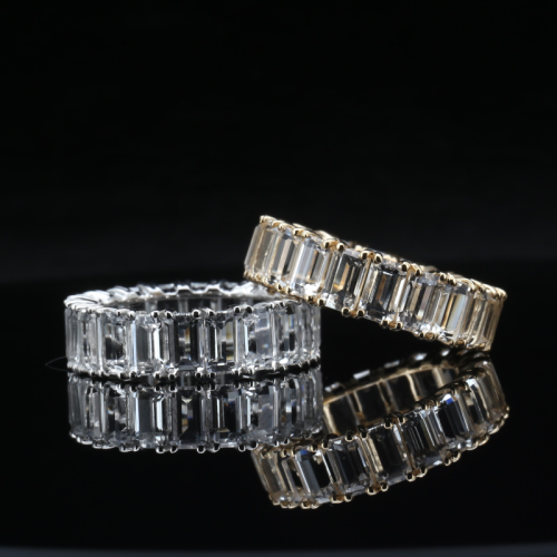 Emerald Cut White Topaz Eternity Ring  - 1