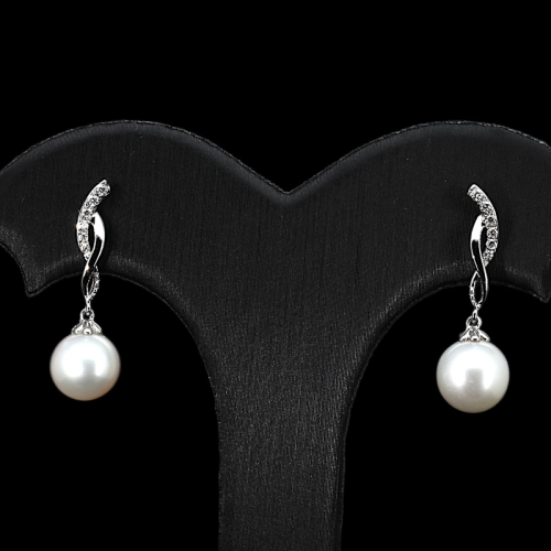 Diamond Pearl Earrings  - 1