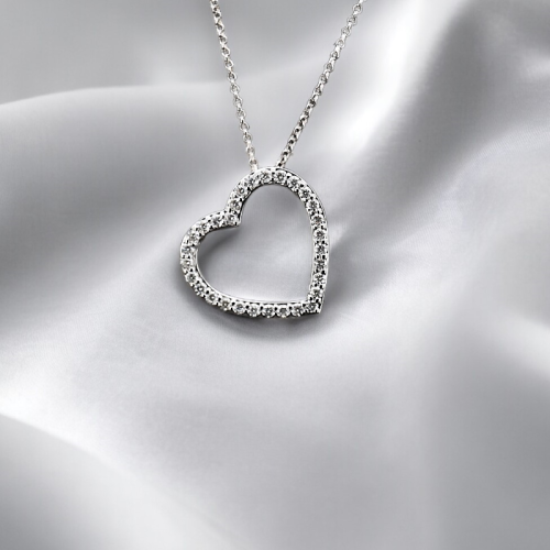 Diamond Tilted Heart Necklace  - 1