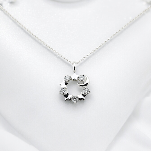 Moon & Star Diamond Necklace  - 1