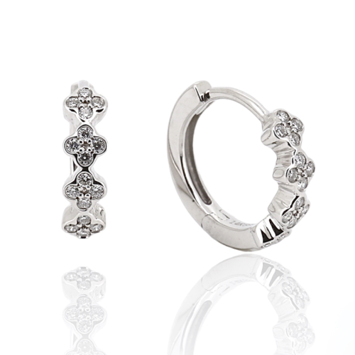 Clover Diamond Hoop Earrings  - 2